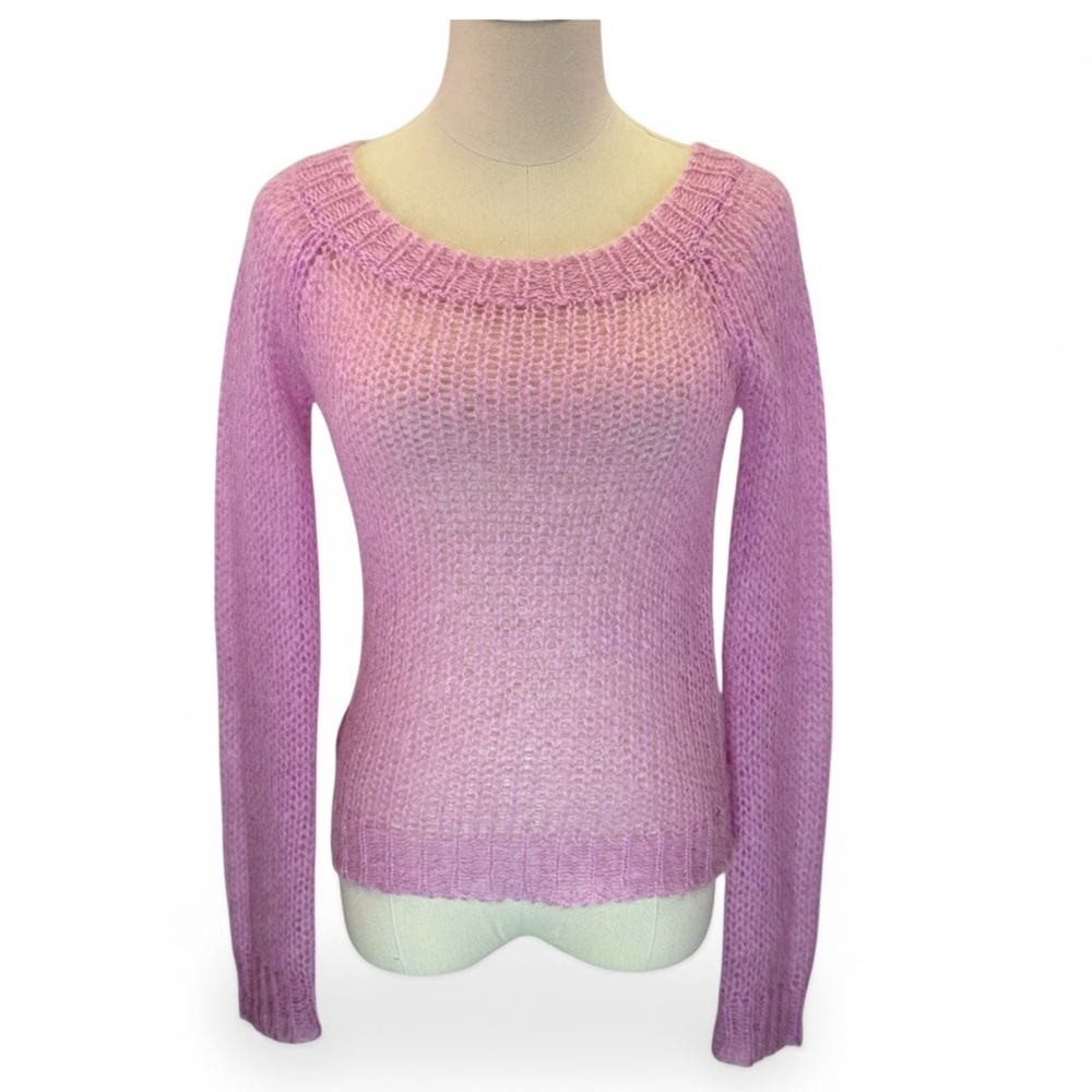 Old Navy Vintage Pink Fitted Sheer Knit Scoop Neck  Long Sleeve Sweater Size M